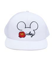 Boné Branco Mickey Aba Reta Com Ajuste Boné Branco Mickey Aba Reta Com Ajuste