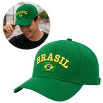 Boné Brasil Aurivera Bandeira Bordada Premium com Ajuste em tiras autocolantes (1 Und) Boné Brasil Aurivera Bandeira Bordada Premium com Ajuste em tiras autocolantes (1 Und)