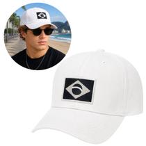 Boné Brasil Bandeira Bordada Monocromática Estilo Elegante e Visual Clean (1 Und)