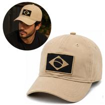 Boné Brasil Bandeira Bordada Monocromática Estilo Elegante e Visual Clean (1 Und)