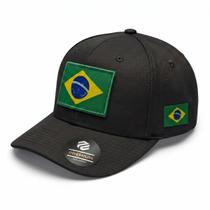 Boné Brasil Bandeira Copa Aba Curvada Ajustável Preto