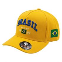Boné Brasil Bandeira Copa Torcedor Seleção Unissex Aba Curva Ajustável Amarelo