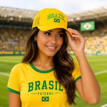 Boné Brasil Brasileira Telinha Use Young Time Torcida Copa Boné Brasil Brasileira Telinha Use Young Time Torcida Copa