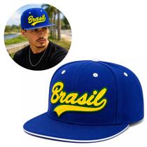 Boné Brasil Canarinho Bordado Premium Aba Reta e Snapback (1 Und) Boné Brasil Canarinho Bordado Premium Aba Reta e Snapback (1 Und)