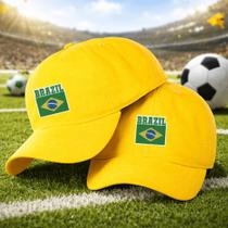 Boné Brasil Copa Bandeira 6 Gomos Futebol Seleção Time Use Young