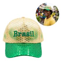 Boné Brasil Copa Lantejoulas Verde Amarelo Brasil Bordado Amarelo Verde Un Lantejoulas Boné Brasil Copa Lantejoulas Verde Amarelo Brasil Bordado Amarelo Verde Un Lantejoulas