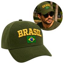 Boné Brasil Premium Bandeira Bordada e em Alto Relevo Estilo Urbano Casual (1 Und)