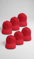 Boné Brim Ajustável Vermelho Bordado Kit 4 Un.