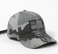 Boné Camuflado Masculino Tático Bandeira Americana Aba Curva Fitão