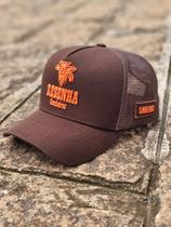 Boné Candieiros Marrom E Bordado Laranja Com Regulagem