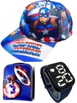 Boné carteira Capitão América mas relógio digital a prova d agua smart infantil masculino,novidade