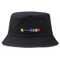 Boné Chapéu Bucket Hat Preto Pac Man Come Come