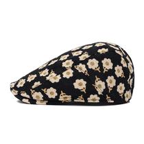 Boné com estampa floral unissex preto Gatsby Newsboy Cabbie Cotton Boné com estampa floral unissex preto Gatsby Newsboy Cabbie Cotton