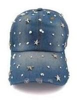 Boné Com Fecho Regulável Jeans Com Strass Pedrinha Feminino