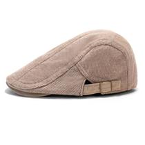 Boné Corduroy Flat Cap Gatsby Newsboy Ivy Cabbie Chapéu para homens