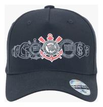 Boné Corinthians Preto com Símbolos Oficiais Boné Corinthians Preto com Símbolos Oficiais