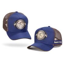 Boné Country Azul Marrom Masculino Estilo Sertanejo Peão