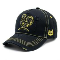 Boné Country Galo Agro Fazenda Aba Curva Vaquejada Preto/Amarelo