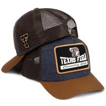 Boné Country Jeans Telinha Respirável Bordado Texas Field Original