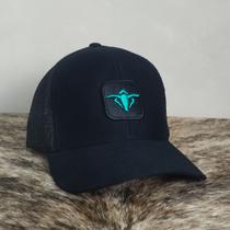 Boné Country Telinha Aba Curva Texanos Americano Preto Azul