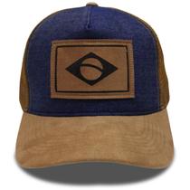 Boné Country Trucker Aba Curva Azul Marrom Bandeira Duagro