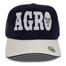 Boné Country Trucker Aba Curva Branco Azul Agro Original Duagro
