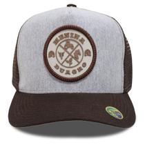Boné Country Trucker Aba Curva Marrom Cinza Alto Relevo Duagro Boné Country Trucker Aba Curva Marrom Cinza Alto Relevo Duagro