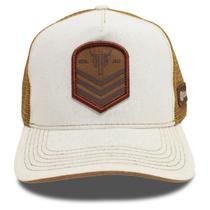 Boné Country Trucker Aba Curva Marrom Claro Bege Original Duagro