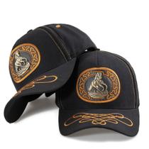 Boné Cowboy Country Aplique De Cavalo Cavalgada Aba Bordado Fitão