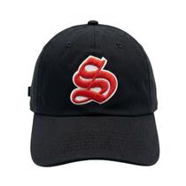 Boné Dad Hat Preto Aba Curva Bordado Letra S Vermelho