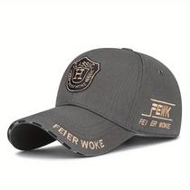 Boné de Baseball Unisexo FEWK com Escudo Bordado Premium para Primavera - Cinza Boné de Baseball Unisexo FEWK com Escudo Bordado Premium para Primavera - Cinza