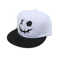 Boné de beisebol acrílico com aba plana e chapéu liso Graffiti Smile