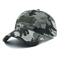Boné de beisebol, algodão camuflado, chapéu liso com bordado de bandeira Boné de beisebol, algodão camuflado, chapéu liso com bordado de bandeira