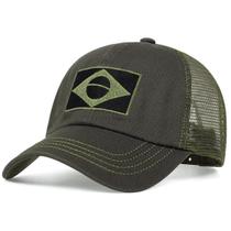 Boné de Beisebol Bordado com Bandeira Brasileira - Ajustável, Unissex, Protetor Solar (Primavera/Verão)