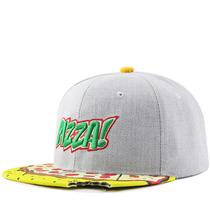 Boné de beisebol bordado de algodão, chapéu de aba plana, design de pizza