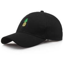 Boné de beisebol, chapéu liso de algodão com bordado de abacaxi Boné de beisebol, chapéu liso de algodão com bordado de abacaxi