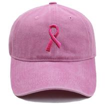 Boné de beisebol, chapéu liso de algodão com fita rosa bordada Boné de beisebol, chapéu liso de algodão com fita rosa bordada