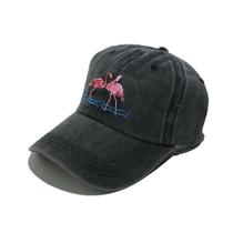 Boné de beisebol, chapéu liso de algodão com flamingo bordado