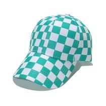 Boné de beisebol, chapéu liso de poliéster, estampa quadriculada verde Boné de beisebol, chapéu liso de poliéster, estampa quadriculada verde