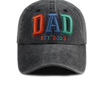 Boné de beisebol, chapéu liso lavado em algodão com DAD bordado em 3D