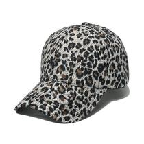 Boné de beisebol com estampa de leopardo de poliéster para mulheres