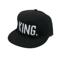 Boné de beisebol de aba plana de acrílico com bordado de letras KING
