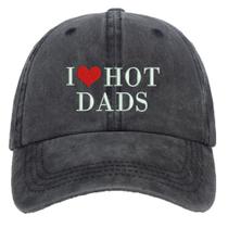 Boné de beisebol de algodão bordado I Love Hot Dads para adultos
