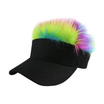 Boné de beisebol de algodão com cabelo sintético colorido para adultos