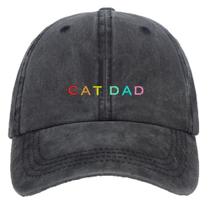 Boné de beisebol de algodão com design CAT DAD lavado para adultos