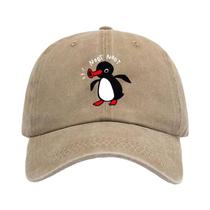 Boné De Beisebol De Algodão Com Proteção Solar E Aba Curvada Com Estampa De Pinguim Para Atividades