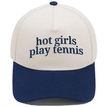 Boné de beisebol de algodão liso bordado Hot Girl” azul/bege