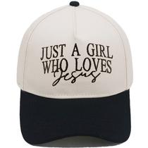 Boné de beisebol de algodão Trucker com bordado Just a Girl Who Loves Jesus”