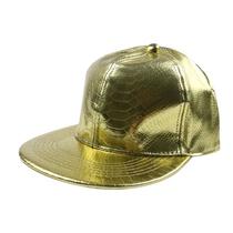 Boné de beisebol de couro PU com textura de cobra com design ajustável