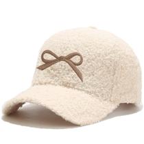 Boné de beisebol de inverno Avilego Lamb Wool para mulheres